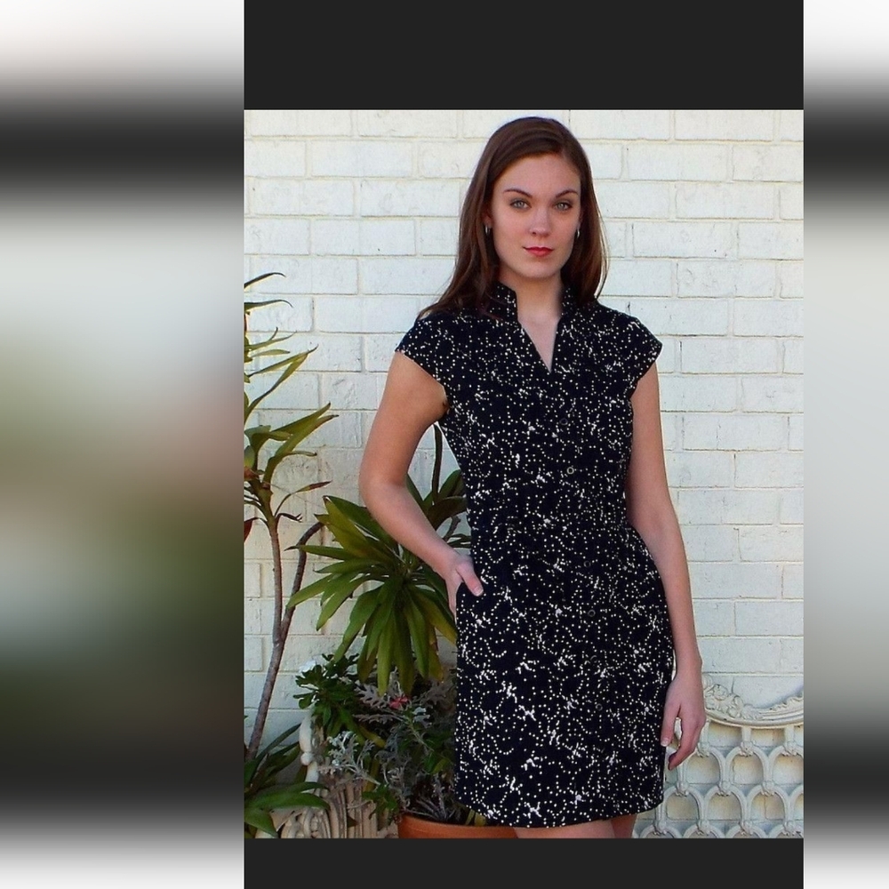 XL Passion Lilie Dusk Button Black and Gold Button Up Dress
